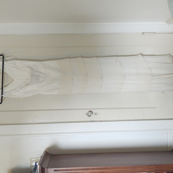 Tadashi Silk Ivory Full Length Formal Dress Halter Neck Sz 10 NWT - Picture 6 of 11